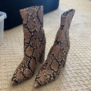 Jeffrey Campbell Brown Snakeskin Heeled Boots